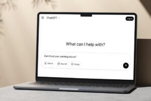 A laptop screen showing ChatGPT with the question ‘Can I trust your canning advice?’ typed into the chat window